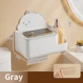 Gray wall-mounted cartoon dinosaur tissue box organizer for bathroom and kitchen storage - Storage / Gray