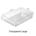 Large transparent stackable plastic storage bin for drawer organization, dimensions 29.8x20x6.2cm - Large Square (29.8*20*6.2cm) / Clear