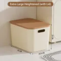 Extra large cream style stackable storage box with brown lid for home organization - Extra Large - Tall (With Lid)