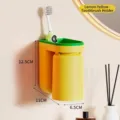 Porte-brosse à dents mural jaune citron avec son gobelet, taille 12,5x11x6,5cm - Jaune Citron