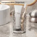 Gobelet de rinçage blanc transparent de luxe avec poignée et motif diamant [1 Pièce] - 450ml / Blanc Clair