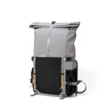 Gray and black roll-top laptop backpack for men, ideal for business and casual travel - One Size / Gray