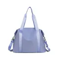 Stylish large capacity light purple nylon travel duffel bag with adjustable shoulder strap - Foggy Blue