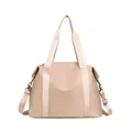 Large capacity light pink nylon travel tote bag for women with adjustable crossbody strap - Khaki