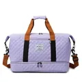 Large capacity travel duffel bag with quilted design, shoulder strap and separate bottom for sports - One Size / Taro Purple