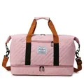 Pink quilted travel duffel bag large capacity gym bag waterproof weekender bag for women men - One Size / Sakura Pink