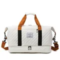 Quilted travel duffel bag large capacity gym shoulder bag with comfortable straps white - One Size / Off White