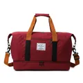 Large capacity quilted travel duffel bag fitness sports shoulder crossbody luggage bag - One Size / Burgundy