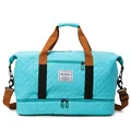 Large capacity travel duffel bag gym sports shoulder crossbody bag with separate shoe compartment - One Size / Lake Blue