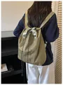 Sac à dos à cordon en nylon vert olive minimaliste pour le voyage et le sport - Taille unique / Vert