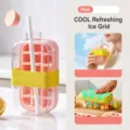 Portable pink press-type ice cube mold water bottle with straw for sports and fitness - Style A With Straw And Strap / Large Size 800 / Pink