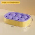 Compact purple 6-cavity spherical ice ball mold with 13x9cm dimensions for home freezing - 6-Grid Ball / 1 Piece/Pack / Purple