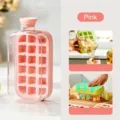 Pink press-type silicone ice cube maker bottle for chilled drinks and fitness use - Style C Basic / Large Size 800 / Pink