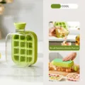Portable green press-type silicone ice cube mold kettle for quick release and easy ice storage. - Style D Basic / Small Size 500 / Green