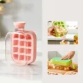 Pink press-style silicone ice cube mold bottle for easy ice release and storage - Style D Basic / Small Size 500 / Pink