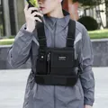 Black tactical techwear chest rig for men featuring multi-functional pockets and adjustable straps - One Size / Black