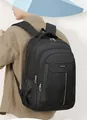 Large capacity black Oxford cloth business commute backpack with multiple compartments for men - Black