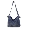 Retro acid wash denim crossbody bag for women, minimalist hobo style - One Size / Dark Blue