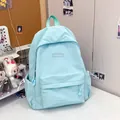 Minimalist light blue solid color casual backpack for college students and outings - One Size / Blue