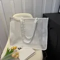 Bolso grande de malla blanca con cremallera para playa y gimnasio - Talla única / Blanco
