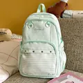 Lightweight mint green polka dot and striped school backpack for students on a sofa - No Pendant / Green