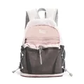 Mini lightweight outdoor travel schoolbag in pink and grey mesh color-blocking style - One Size / Pink