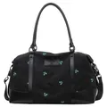 Black variant of travel bag with green bow embroidery and durable shoulder strap - Black / One Size