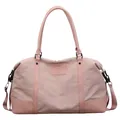Large capacity pink expandable travel bag with embroidered butterfly details for women - Pink / One Size