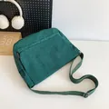 Casual green corduroy messenger bag with adjustable shoulder strap for students - One Size / Green