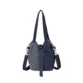Sac seau en denim patchwork vintage élégant avec bandoulière réglable pour un usage quotidien - Moyen / Bleu foncé