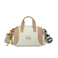 Modische zweifarbige Damen-Pillows-Tasche in Beige und Khaki mit Tennis-Schlüsselanhänger - Ohne Anhänger / Khaki Kontrast Stil (xinweizi-22718)