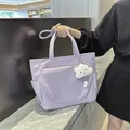 Grande borsa tote in nylon viola con ciondolo a forma di nuvola per pendolari studentesse - Taglia unica / Viola