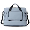 Large capacity dry-wet separation gym bag in light grey with bottom shoe compartment - Blue / One Size