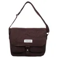Vintage brown checkered canvas messenger bag for students, large capacity crossbody style - One Size / Coffee