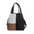 Durable tri-color canvas water bottle carrier bag with shoulder strap for commuting - One Size / Black and White Patchwork