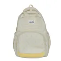 Zaino leggero color crema per studenti con strisce gialle e fantasie di farfalle. - con portachiavi / Giallo