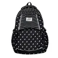 Zaino nero per studenti con motivo a farfalla bianca e dettagli in pizzo decorativo - con portachiavi / Nero
