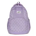 Zaino scolastico viola leggero di grande capacità con motivi a farfalla e strisce. - con portachiavi / Viola