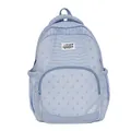 Light blue school backpack with stripes and butterfly patterns for students - Blue