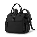 Großer schwarzer wasserdichter Wickeltaschen Rucksack mit multifunktionalem Stauraum - L / Schwarz