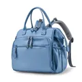 Wasserdichter hellblauer Wickelrucksack für Windeln und Flaschen mit Kinderwagenclips - L / Hellblau