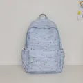 Light blue Korean style tie-dye backpack with heart pattern and large capacity SKU - Blue