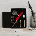 Edles Vintage Schreibfeder-Set in Rot mit Siegellack und Tinte in Geschenkbox - Rot (SP041003)