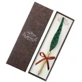 Elegante juego de pluma de ave vintage verde en caja de regalo marrón para caligrafía - Pluma de Faisán Verde (SFDPG008004P)