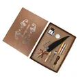 Set calligrafia vintage con penna piuma e ceralacca in elegante confezione regalo - Kit Penna Ceralacca Retro (SFDPS038001) / Nero