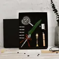 Vintage Schreibfeder-Set in Grün mit Tinte und Siegelstempel in eleganter Geschenkbox - Olive Green (SP041041)