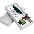 Vintage dunkelgrünes Federkiel-Schreibset mit 5 Federn und Tinte in Geschenkbox - Dunkelgrüner Stil (SP001035)