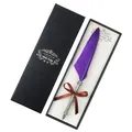 Elegant purple vintage feather quill dip pen set in a premium black gift box - Purple Feather Pen (SFDPS005014) / Purple