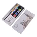 Set per calligrafia con 5 flaconi di inchiostro colorato e dei pennini di ricambio - Set Penna Calligrafica (SP052gold) / Oro