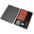 Vintage Federkiel und geprägtes Leder-Notizbuch Schreibwaren-Geschenkset in schwarzer Box - Schwarz Feder Outfit